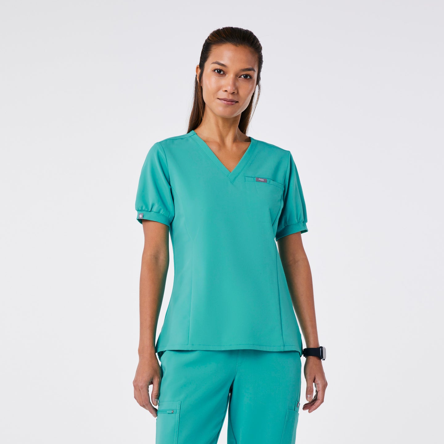 Women s Peridot Puff Sleeve Scrub Top FIGS women-s-peridot-puff-sleeve-scrub-top-figs