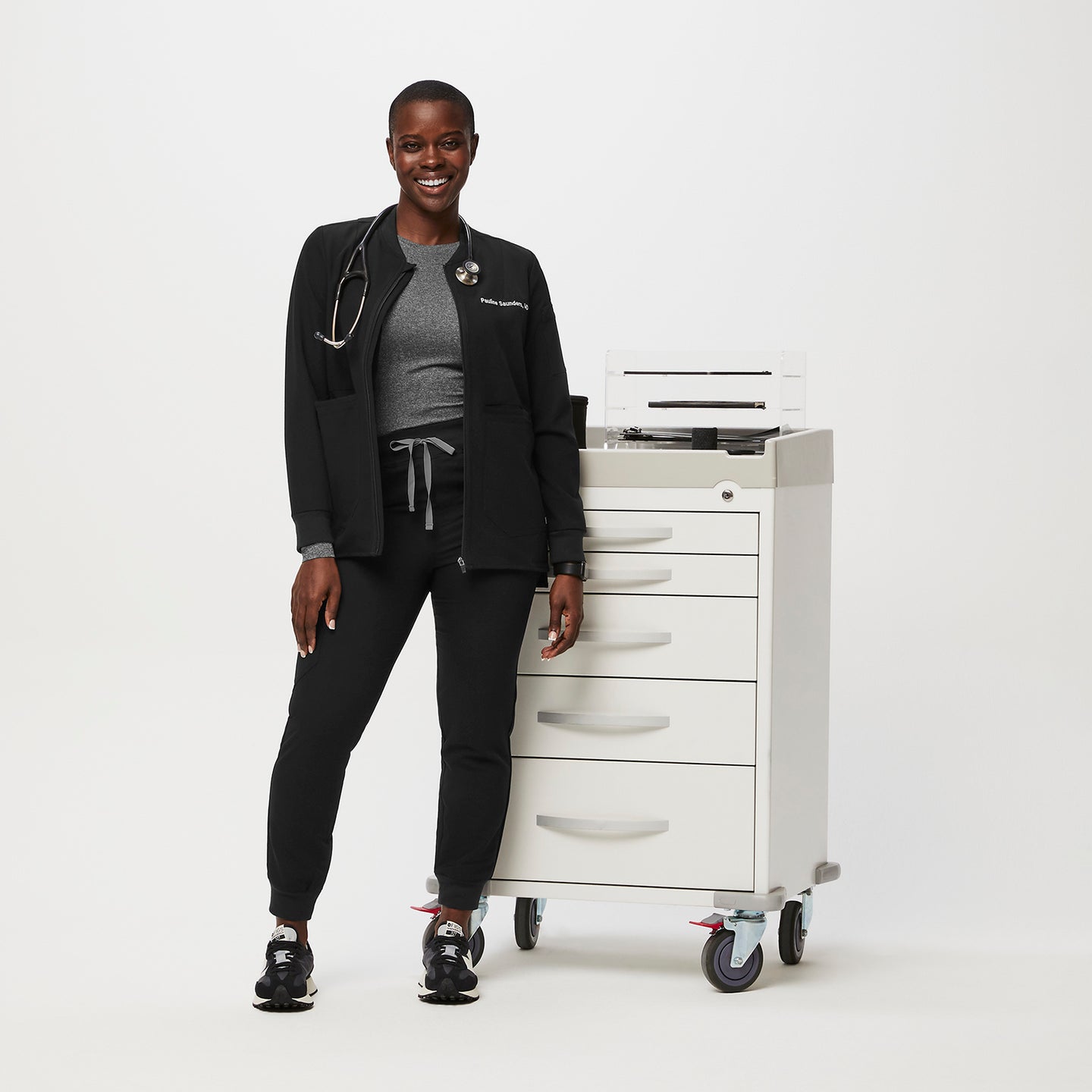 Women's Bellery Scrub Jacket Black · FIGS