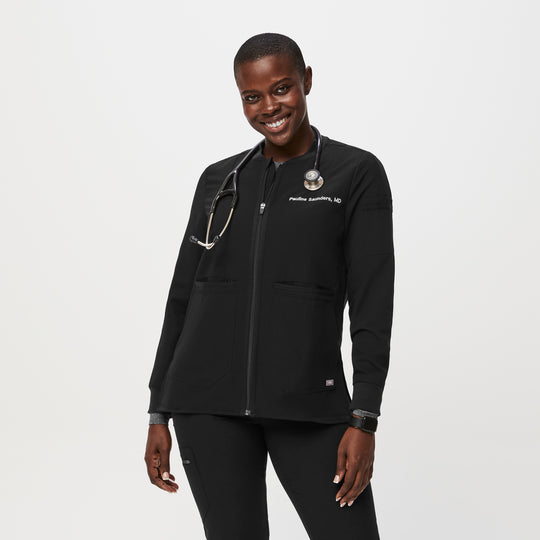 Women's Bellery Scrub Jacket Black · FIGS
