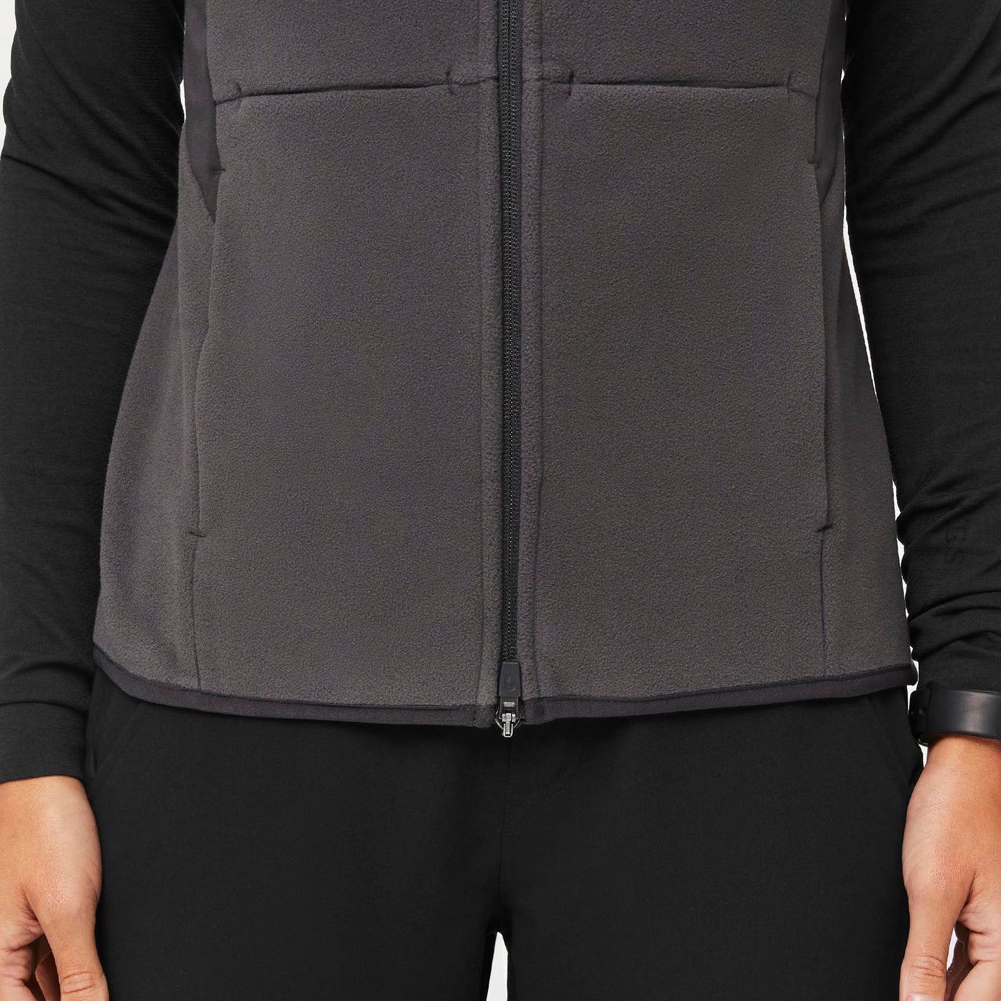 Women's OnShift™ Fleece Vest Deep Charcoal · FIGS