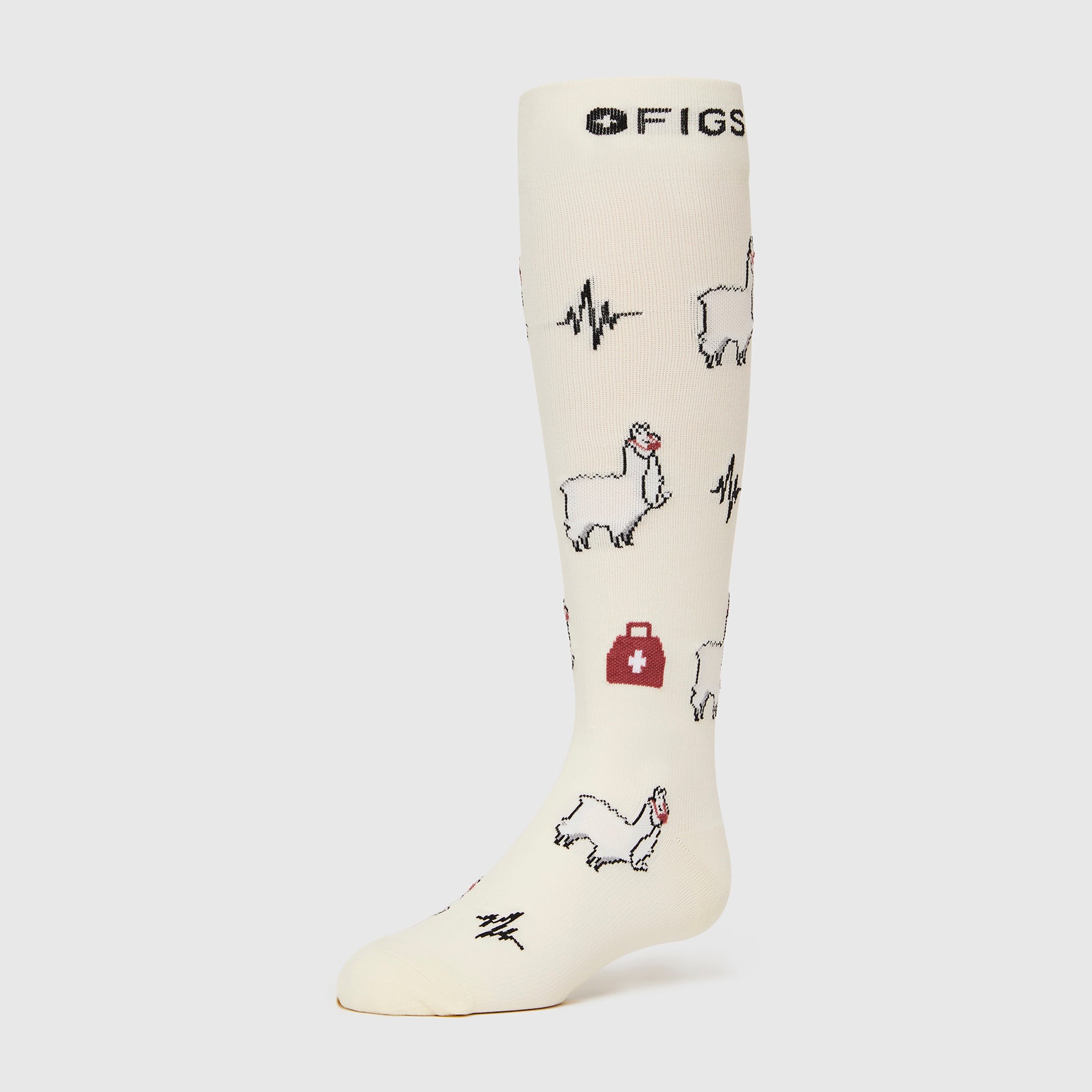 Chaussettes de compression Lama Trauma pour femmes Llama Cream
