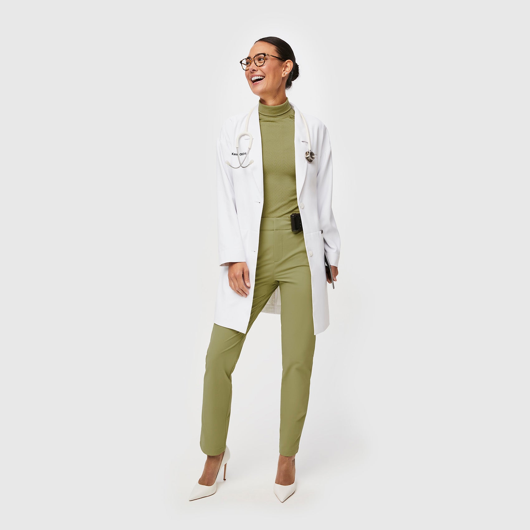 Women s FIGSPRO Oversized Lab Coat White