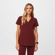 Blusa de uniforme médico con tres bolsillos para mujer