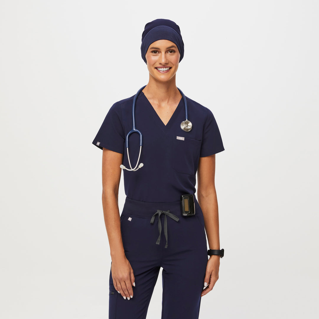 Modern Expandable Scrub Cap Navy · FIGS