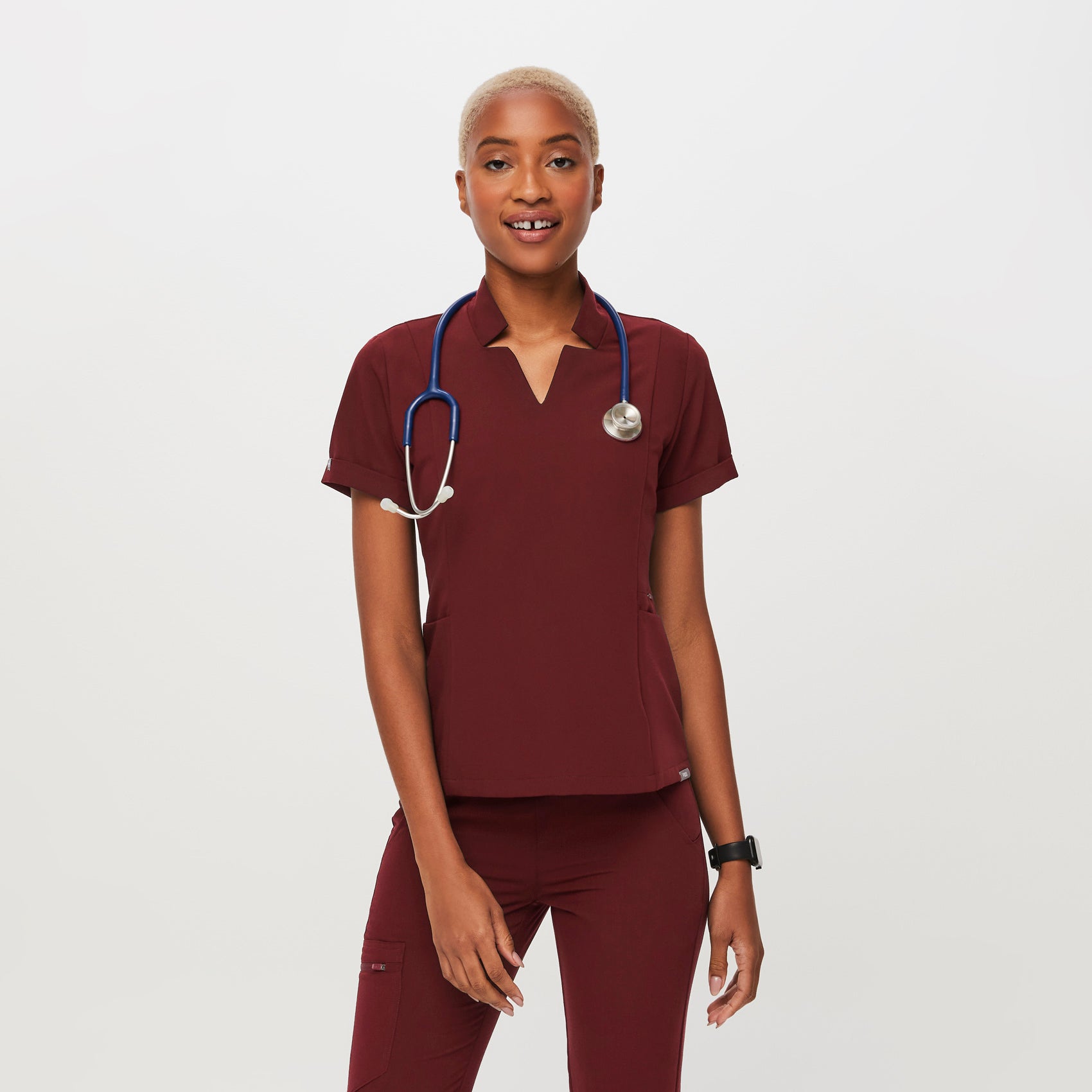 Figs burgundy clearance scrub top