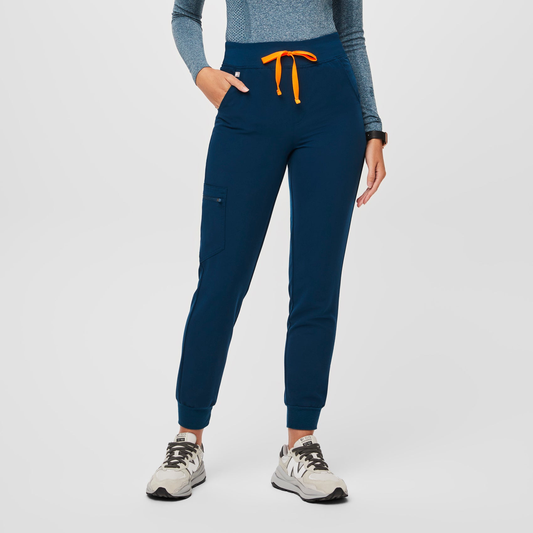 Track Figs High Waisted Zamora Jogger Scrub Pants - Caribbean Blue 