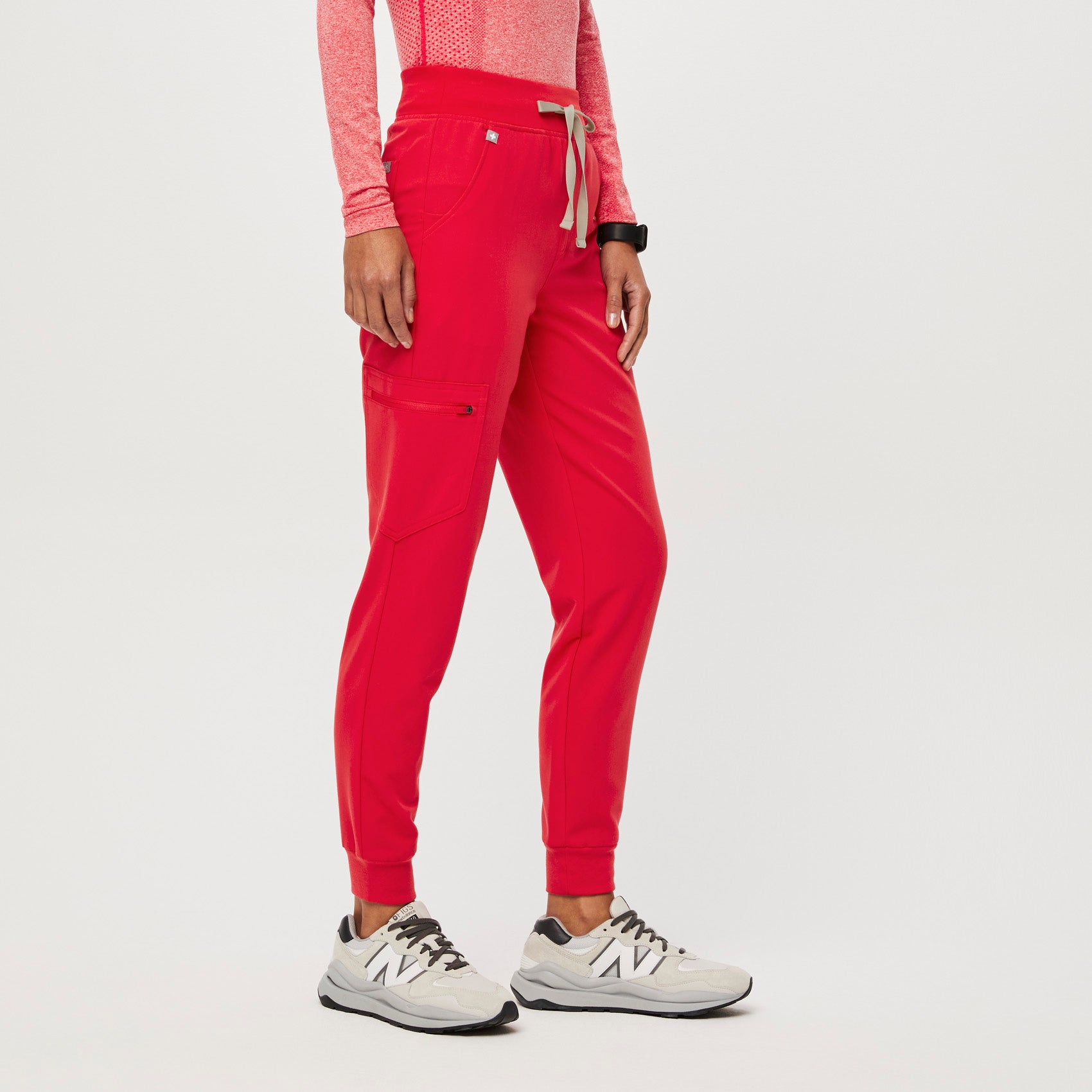Women’s High Waisted Zamora Jogger Scrub Pants™ Neon Red · FIGS