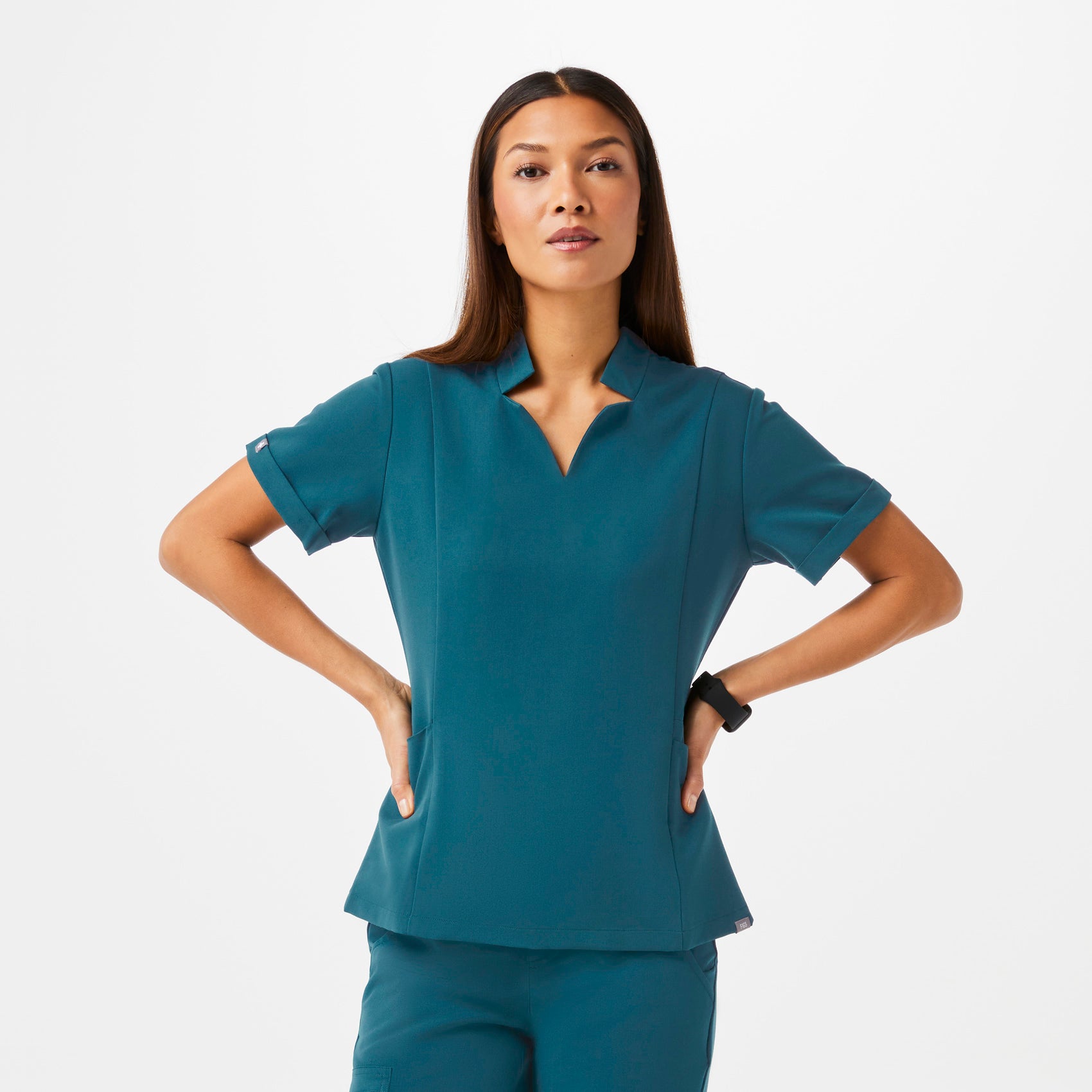 Women's Odesa Slim Scrub Top - Black · FIGS