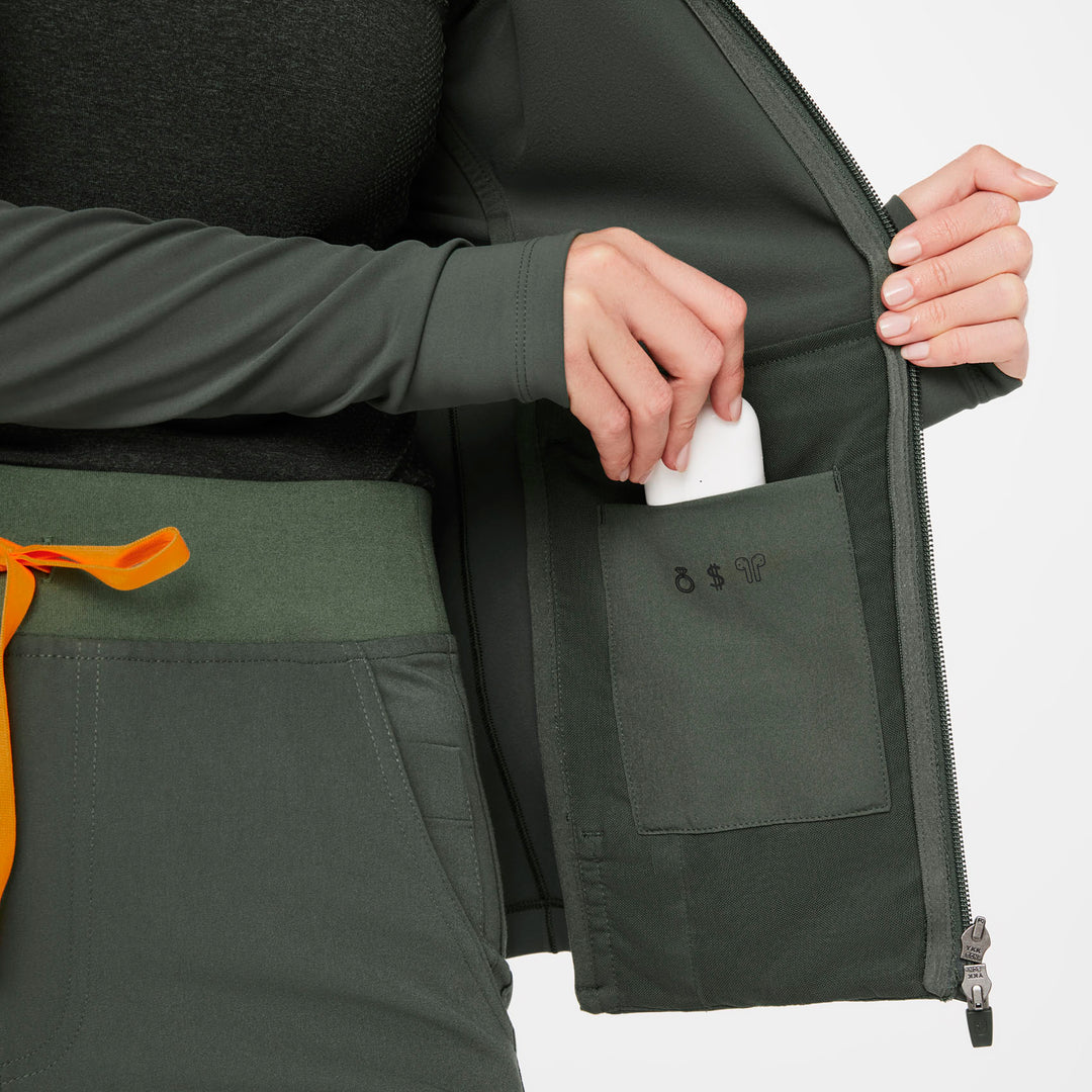 Women's ContourKnit Scrub Jacket™ Moss · FIGS