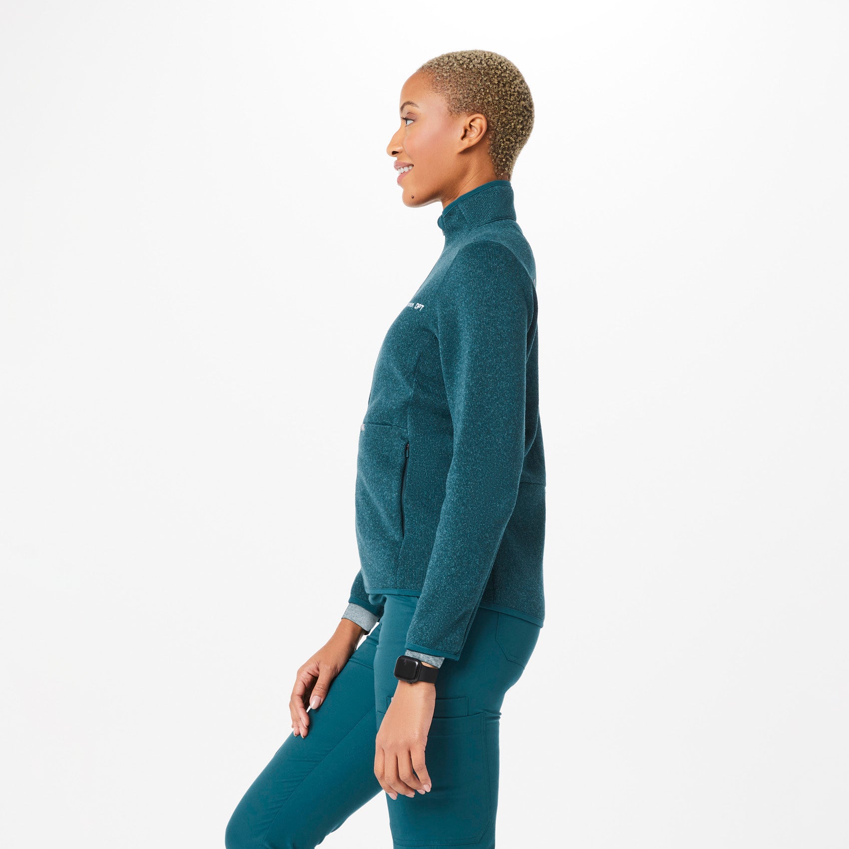Women’s OnShift Sweater Knit Jacket™ Caribbean Blue · FIGS
