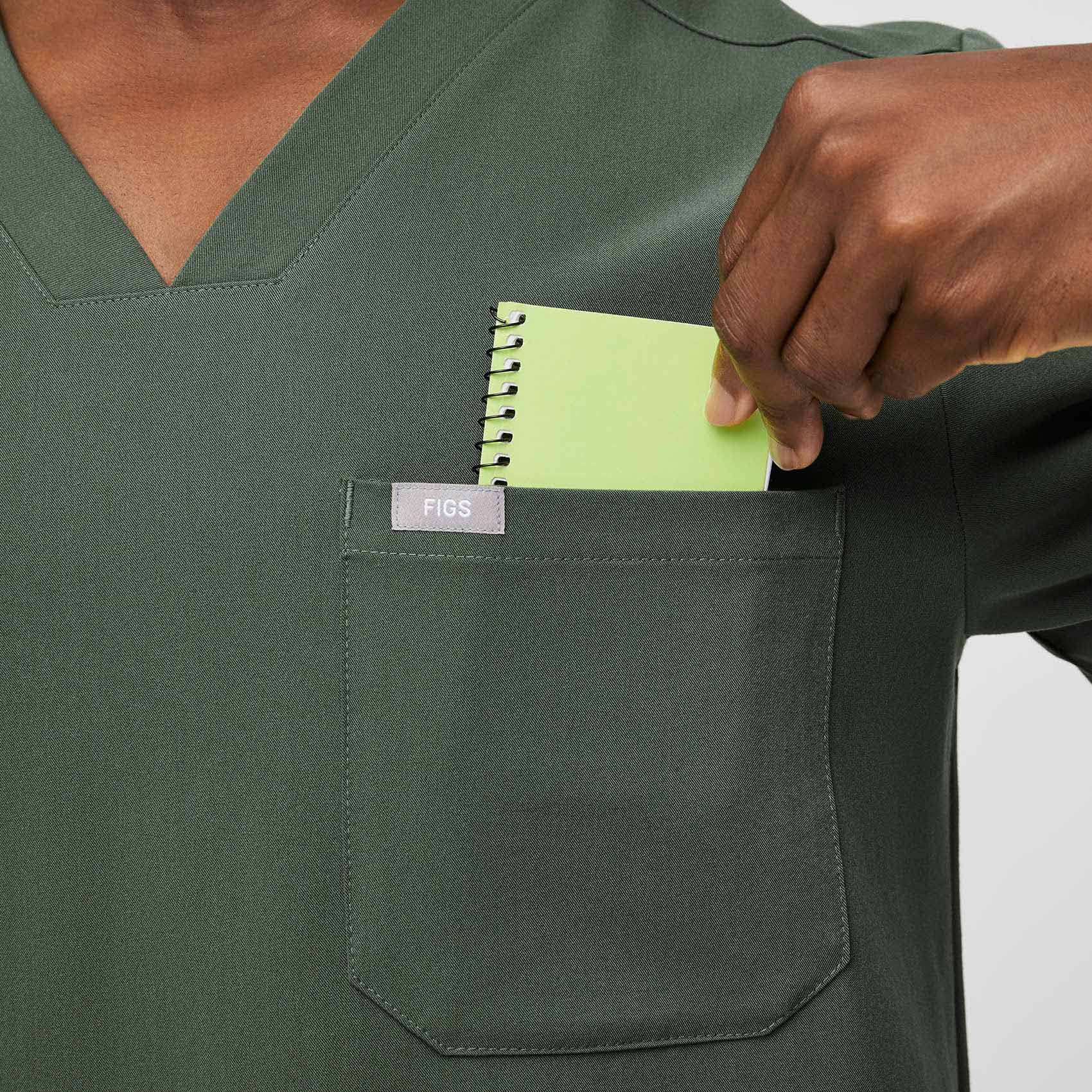 Men's Chisec ThreePocket Scrub Top™ Moss · FIGS