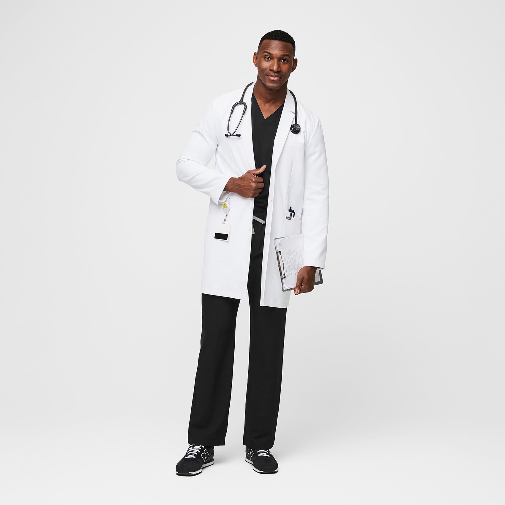 Bata de laboratorio larga Harlem para hombre - Blanco · FIGS