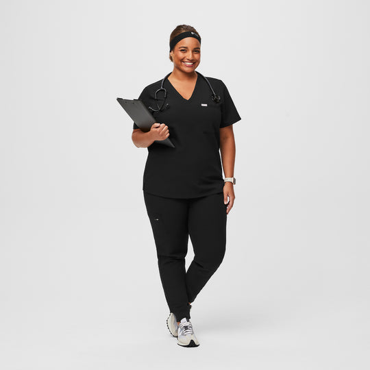 Elastic Headband with Buttonholes Black · FIGS