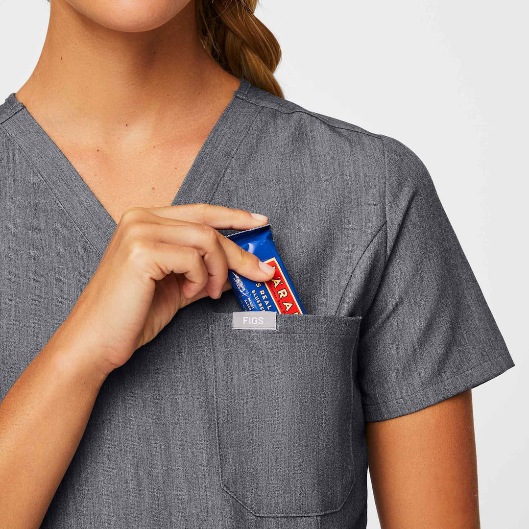 Women’s Slim Catarina OnePocket Scrub Top™ Graphite · FIGS