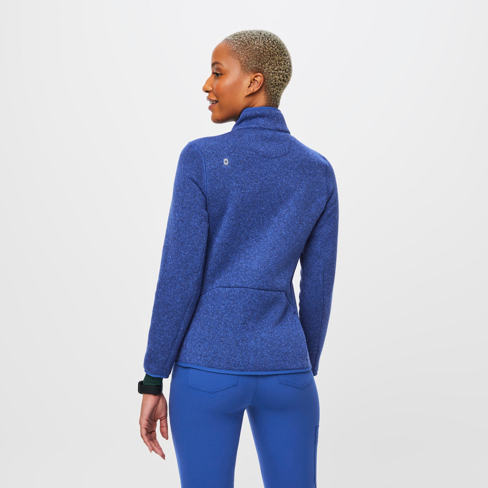 Women s On Shift Sweater Knit Jacket Heather Winning Blue FIGS