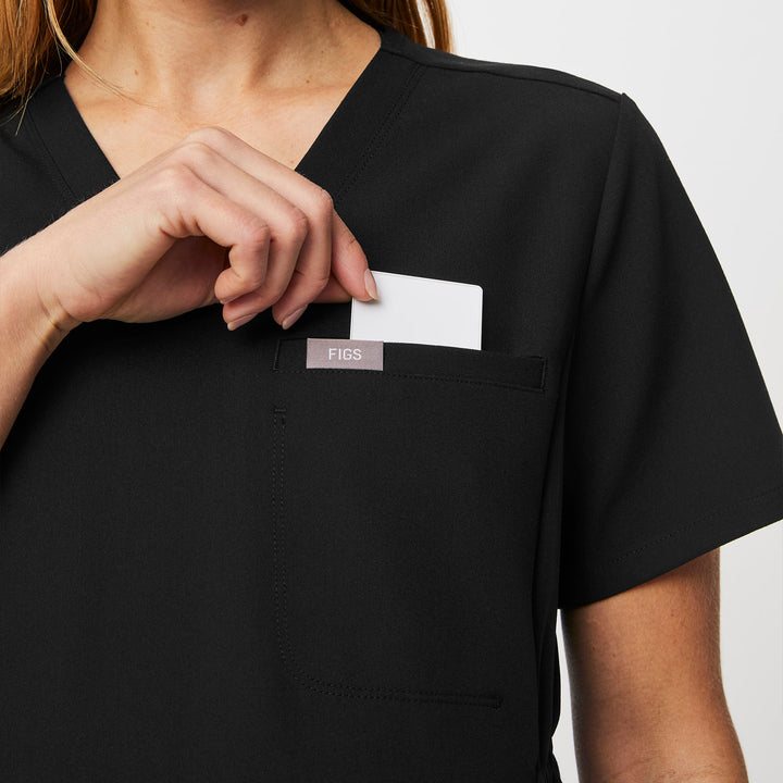 Women’s Octavia Maternity Scrub Top Black · FIGS
