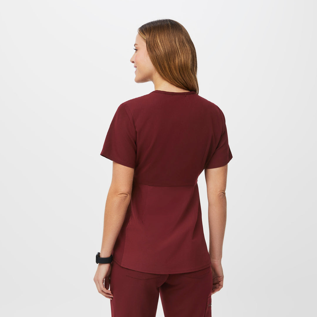 Women’s Octavia Maternity Scrub Top Burgundy · FIGS