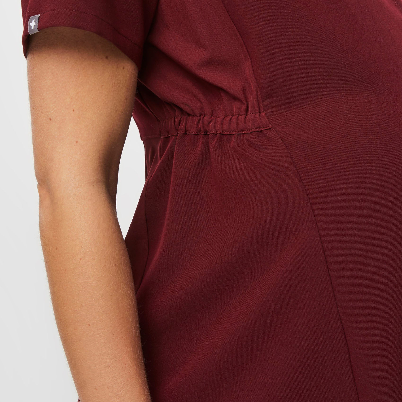 Women’s Octavia Maternity Scrub Top Burgundy · FIGS