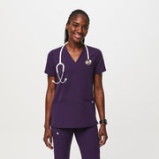 Blusa de uniforme médico con tres bolsillos para mujer