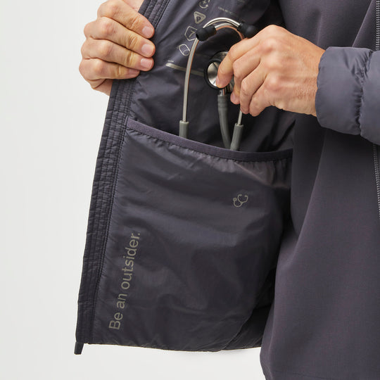 Men’s OnShift Packable Puffer Jacket™ Charcoal · FIGS