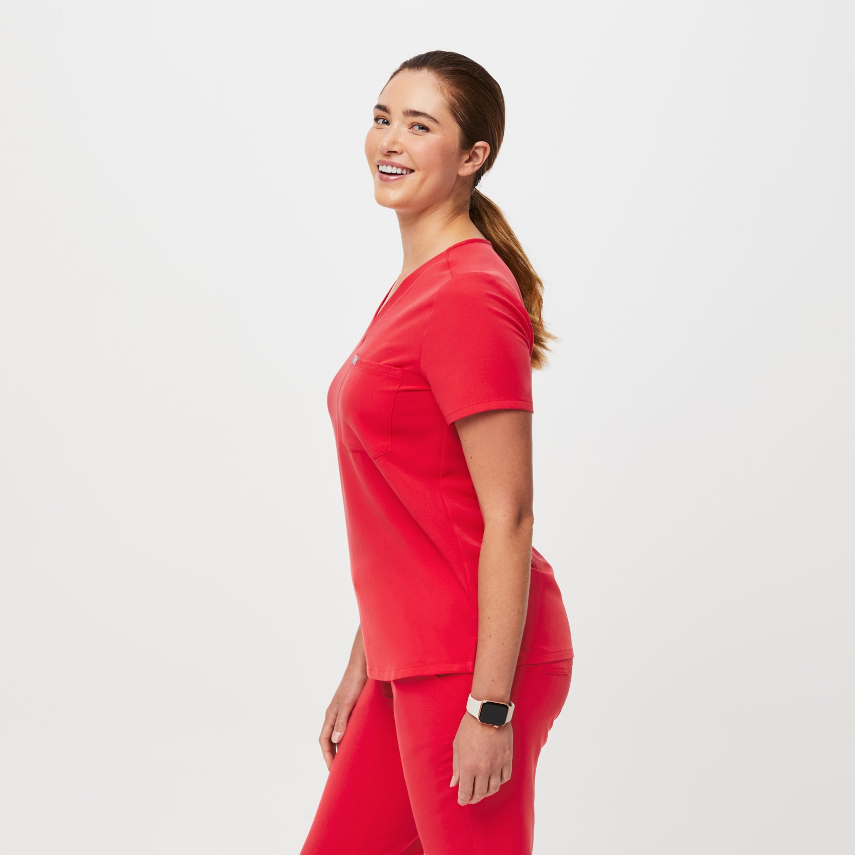 Women's Catarina OnePocket Scrub Top™ Neon Red · FIGS