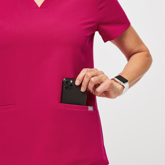 Women's Casma ThreePocket Scrub Top™ Ultra Rose · FIGS