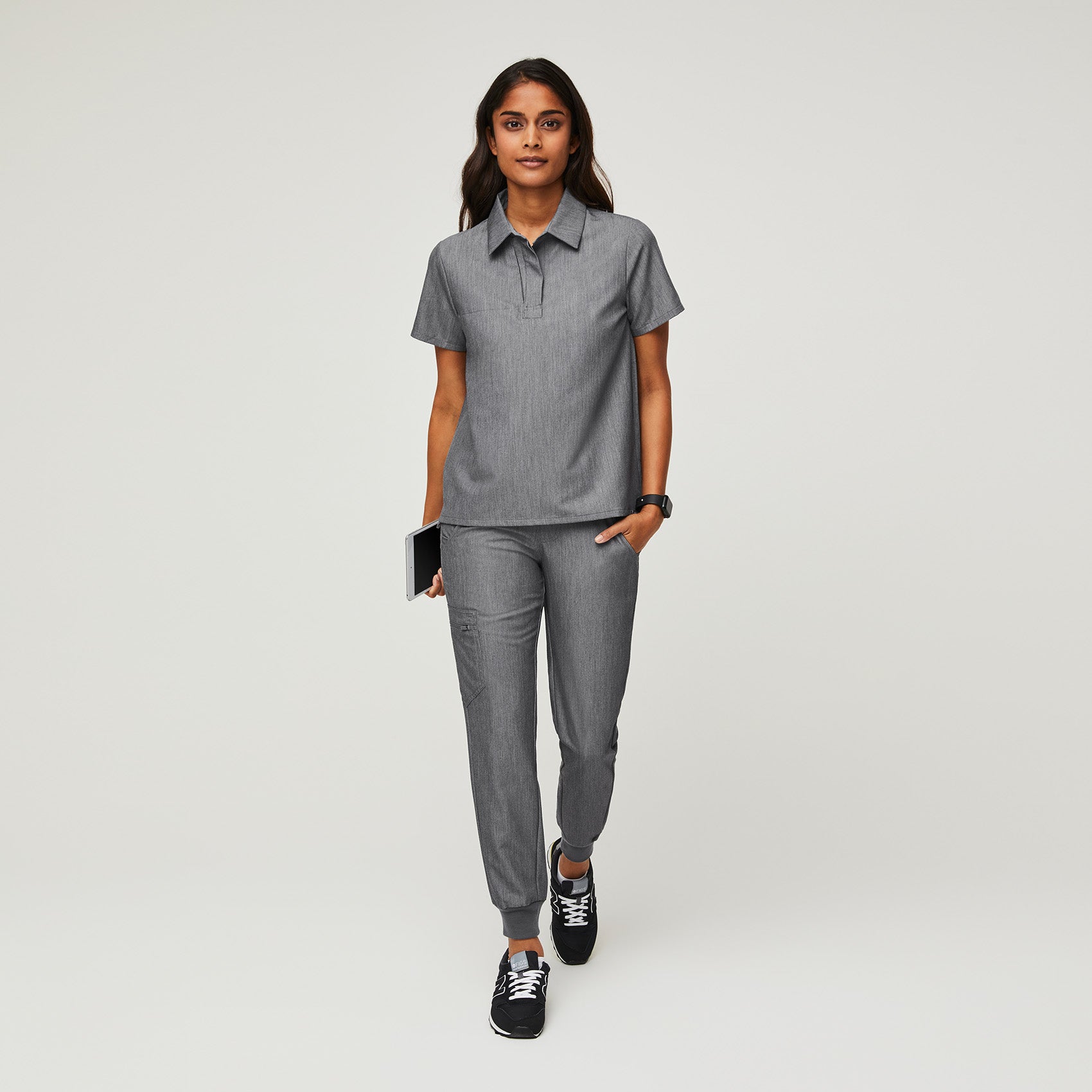 Women s Nala Shortsleeve ScrubPolo Graphite FIGS